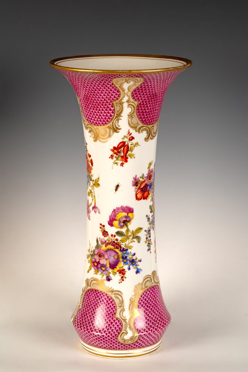 Manufacture de Meissen, Paire de Vases cornets, Allemagne, Circa 1880-photo-2