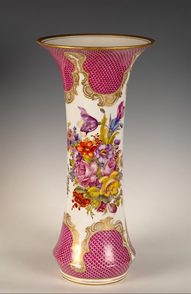 Manufacture de Meissen, Paire de Vases cornets, Allemagne, Circa 1880-photo-3