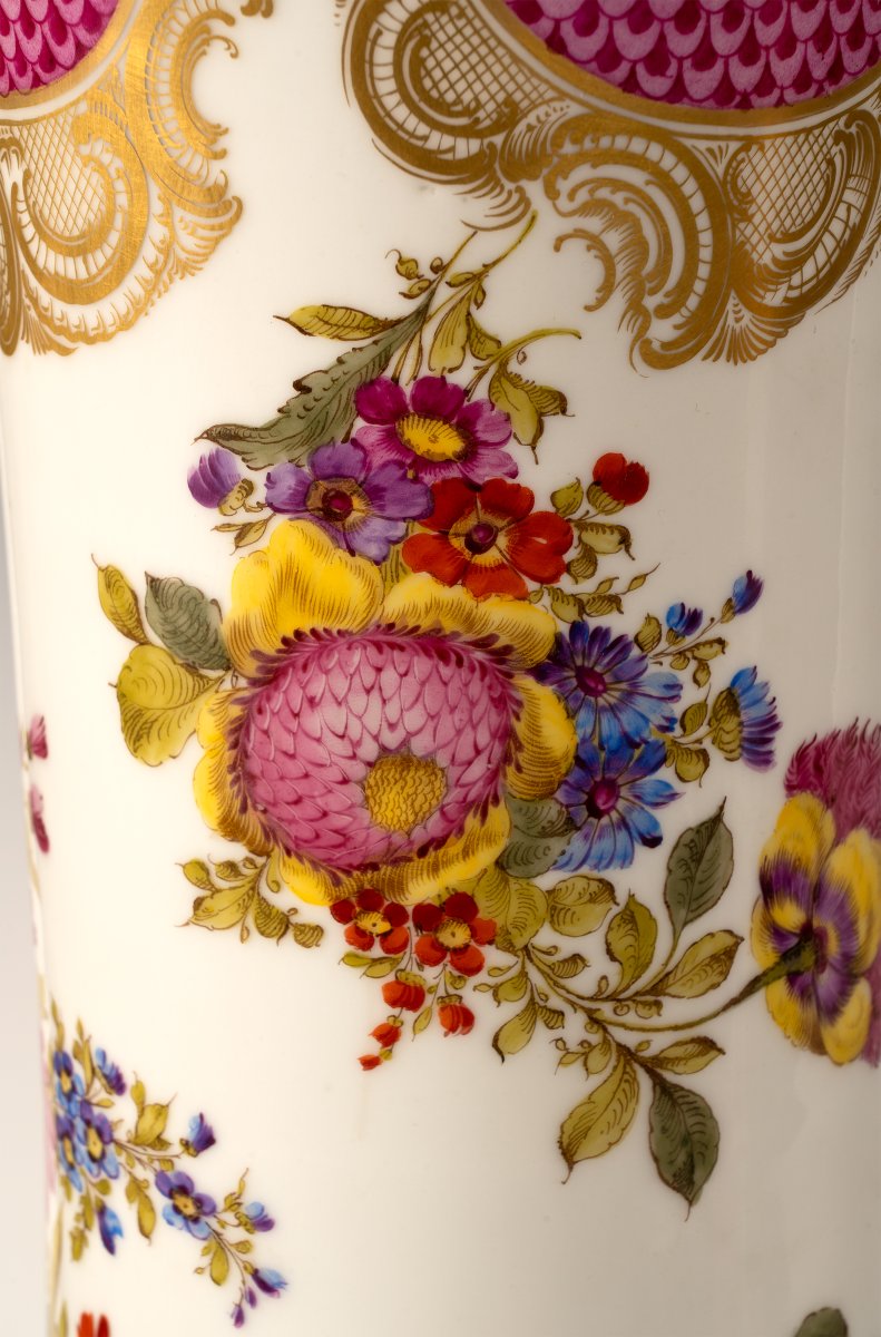 Manufacture de Meissen, Paire de Vases cornets, Allemagne, Circa 1880-photo-7