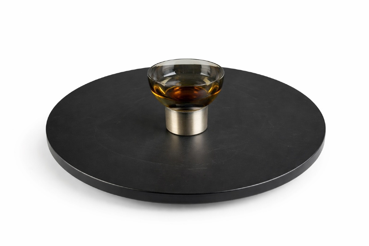 Ensemble de 6 Coupes Modernistes en Verre Fumé et Métal Brossé-photo-3