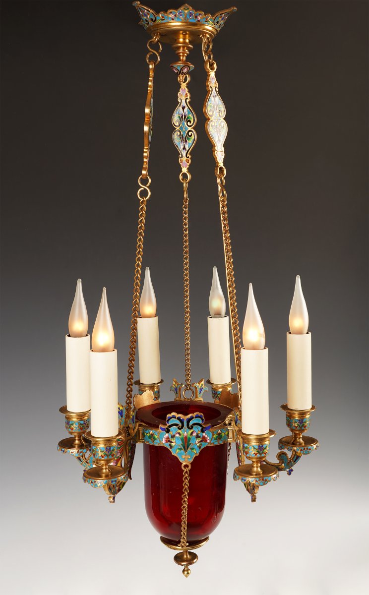 F. Barbedienne, Lustre Orientalisant et ses Appliques, France, circa 1880-photo-4