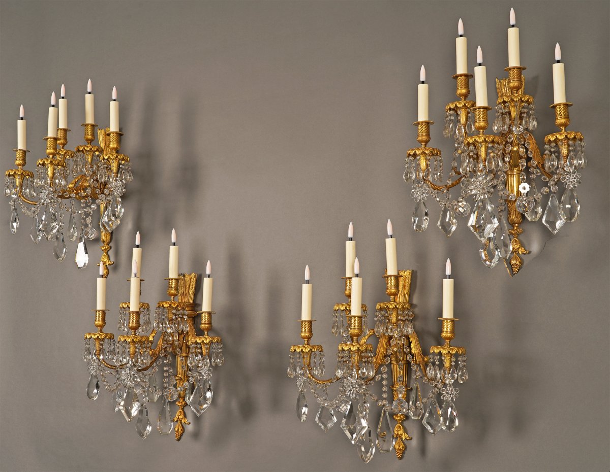 Baccarat, Set Of Four "quiver" Wall-lights, France, Circa 1860-photo-2