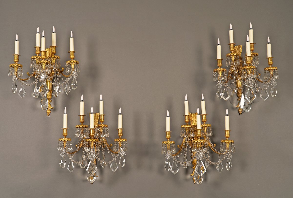 Baccarat, Set Of Four "quiver" Wall-lights, France, Circa 1860-photo-3