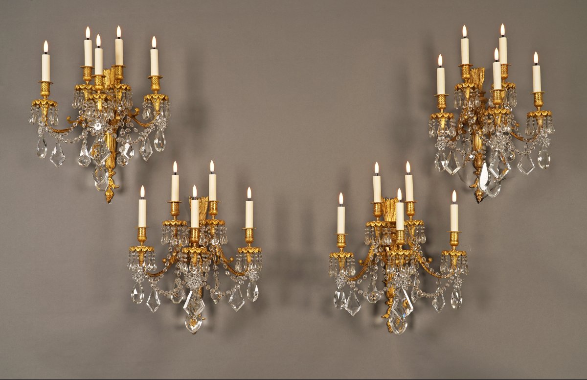 Baccarat, Set Of Four "quiver" Wall-lights, France, Circa 1860-photo-4