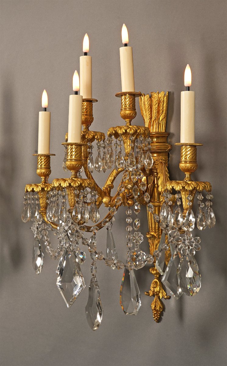 Baccarat, Set Of Four "quiver" Wall-lights, France, Circa 1860-photo-3
