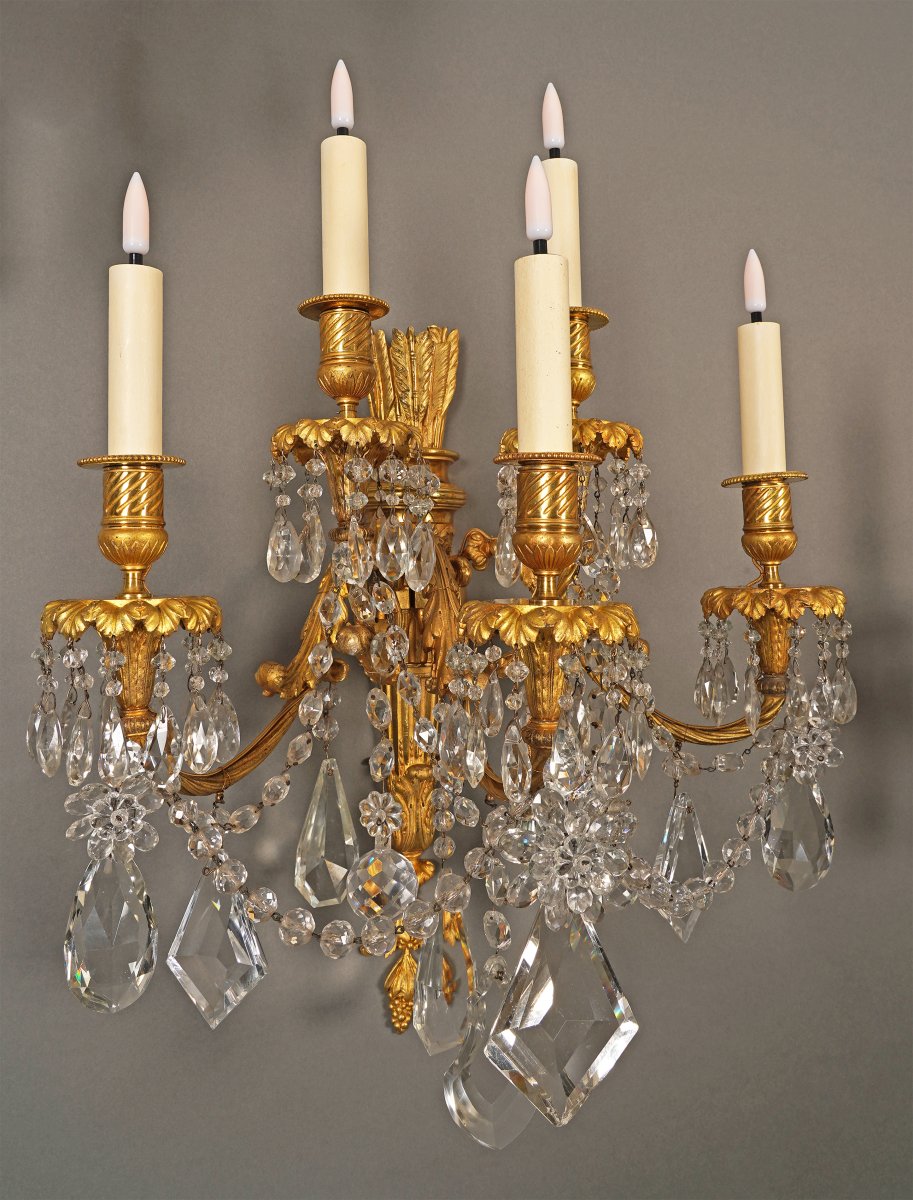 Baccarat, Set Of Four "quiver" Wall-lights, France, Circa 1860-photo-4