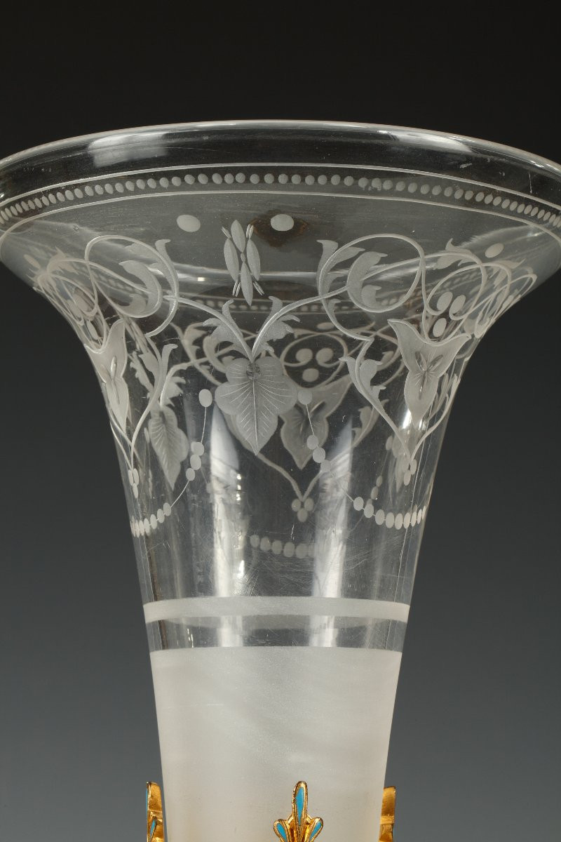 Maison A. Giroux, Pair Of Trumpet Vases, France, Circa 1860-photo-2