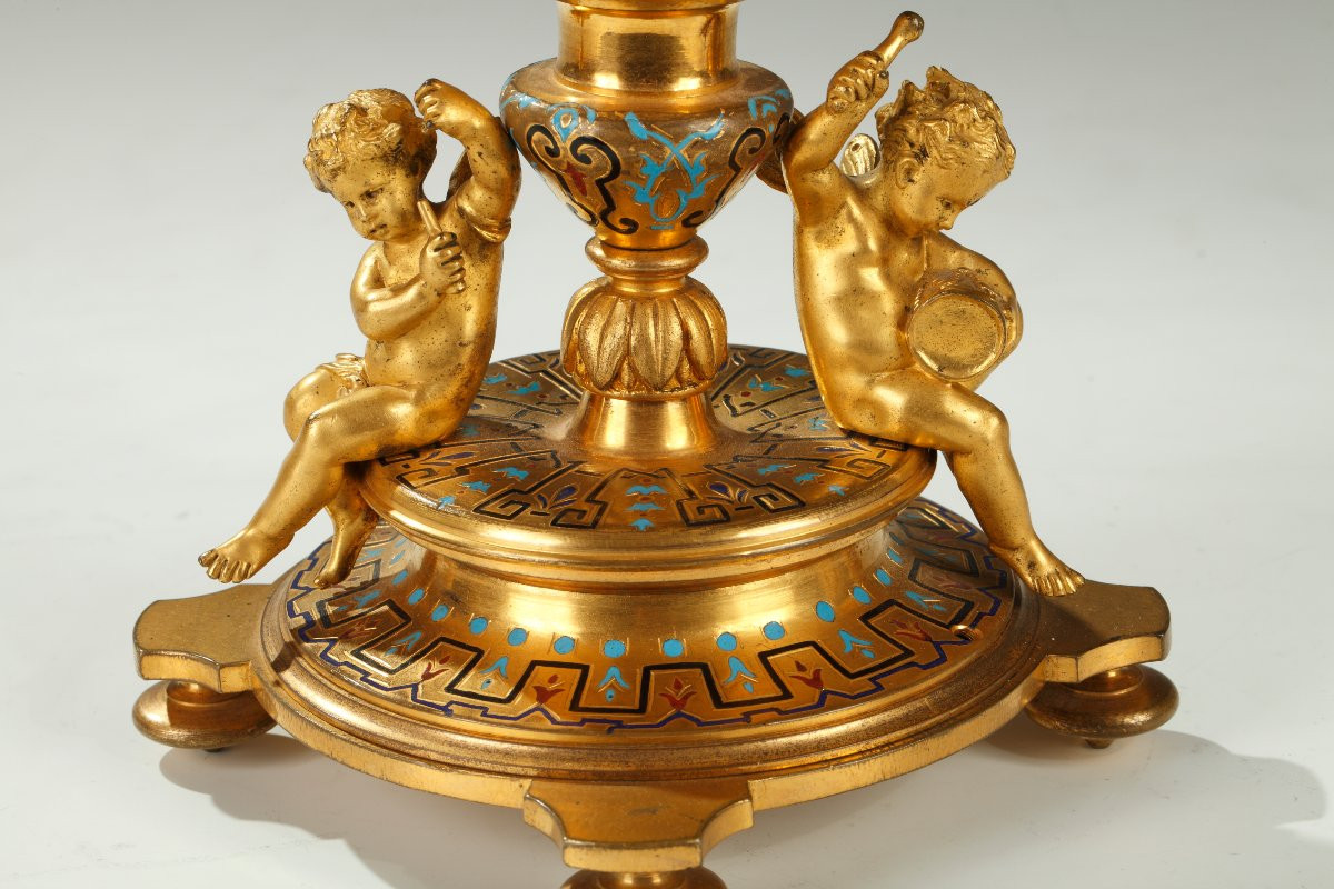 Maison A. Giroux, Pair Of Trumpet Vases, France, Circa 1860-photo-3