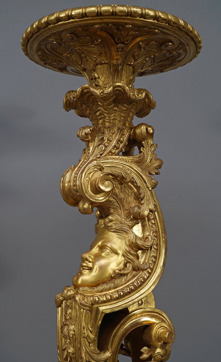 Pair Of « Dolphins » Torcheres Holders, France, Circa 1860-photo-2