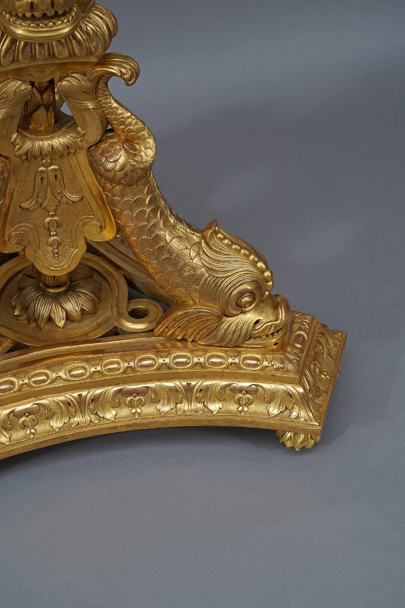 Pair Of « Dolphins » Torcheres Holders, France, Circa 1860-photo-1