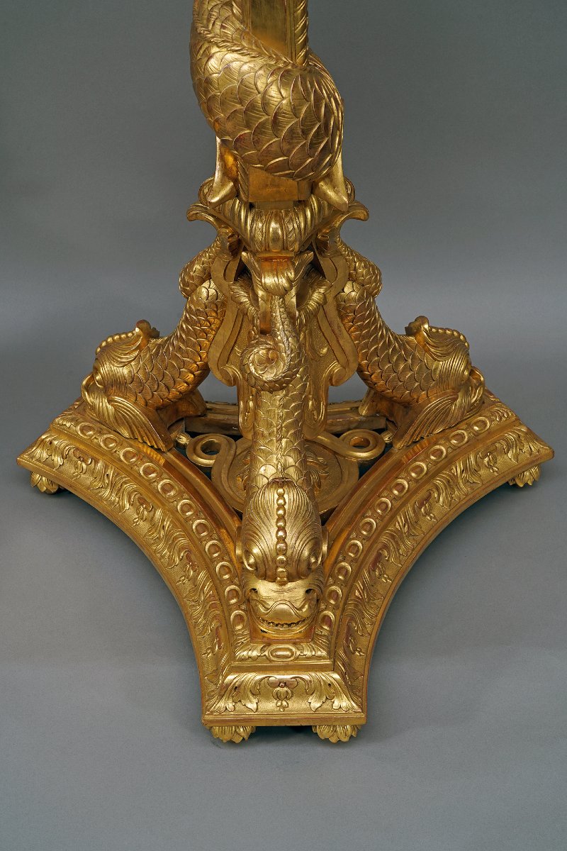Pair Of « Dolphins » Torcheres Holders, France, Circa 1860-photo-2