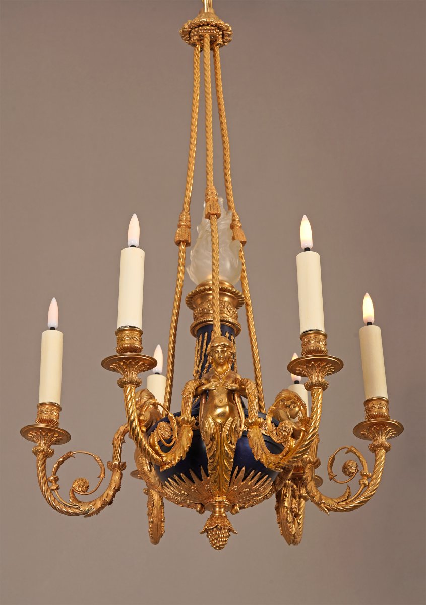 A.-e. Beurdeley, Chandelier With Terms, France, Circa 1880-photo-2