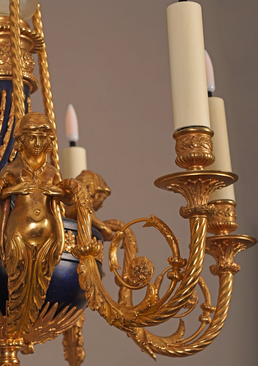 A.-e. Beurdeley, Chandelier With Terms, France, Circa 1880-photo-3