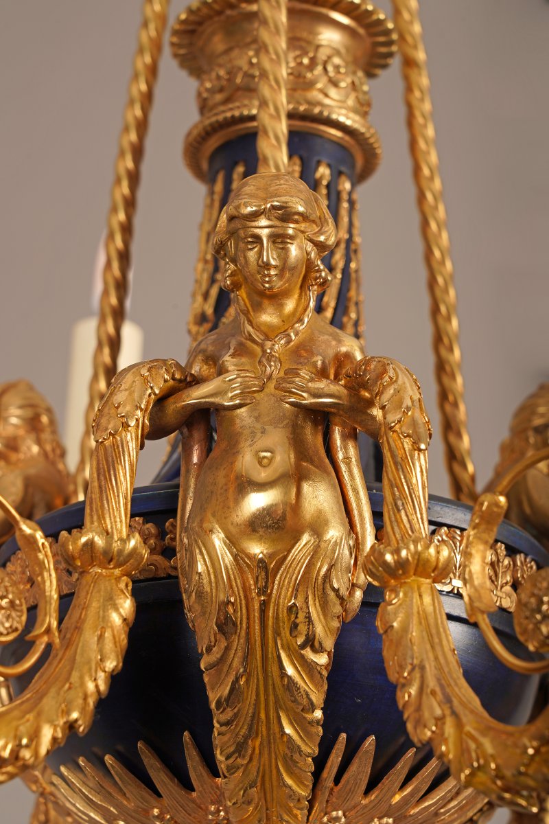 A.-e. Beurdeley, Chandelier With Terms, France, Circa 1880-photo-4