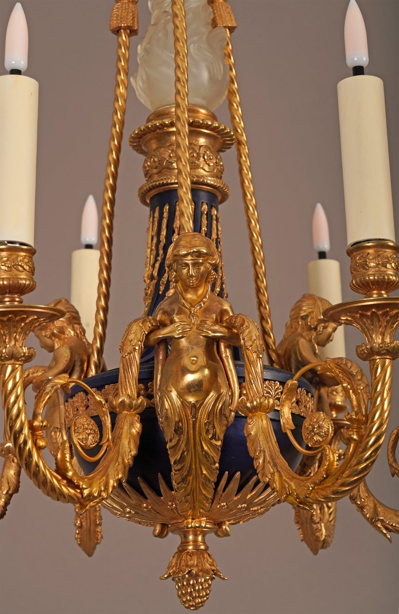 A.-e. Beurdeley, Chandelier With Terms, France, Circa 1880-photo-5