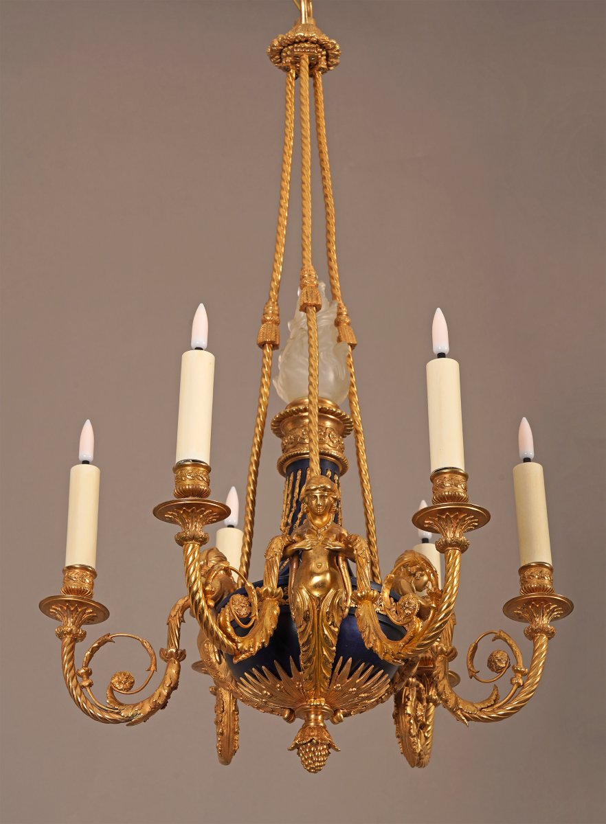 A.-e. Beurdeley, Chandelier With Terms, France, Circa 1880-photo-7