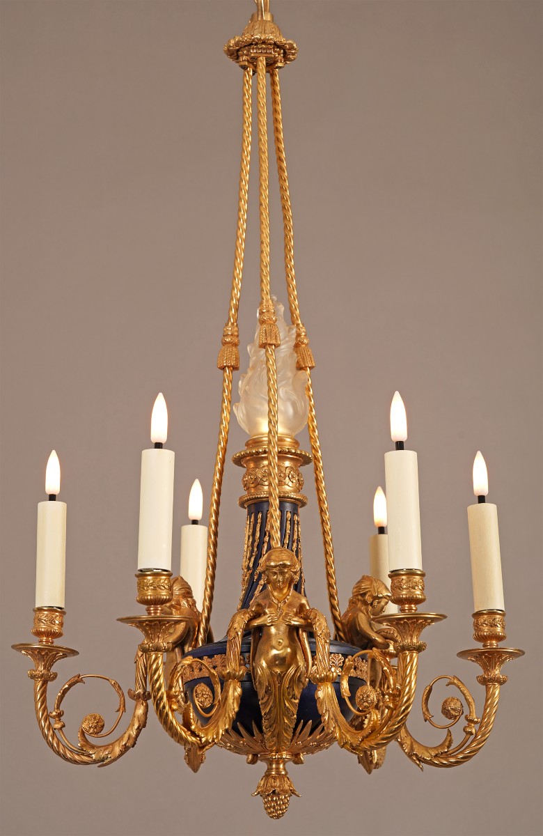 A.-e. Beurdeley, Chandelier With Terms, France, Circa 1880