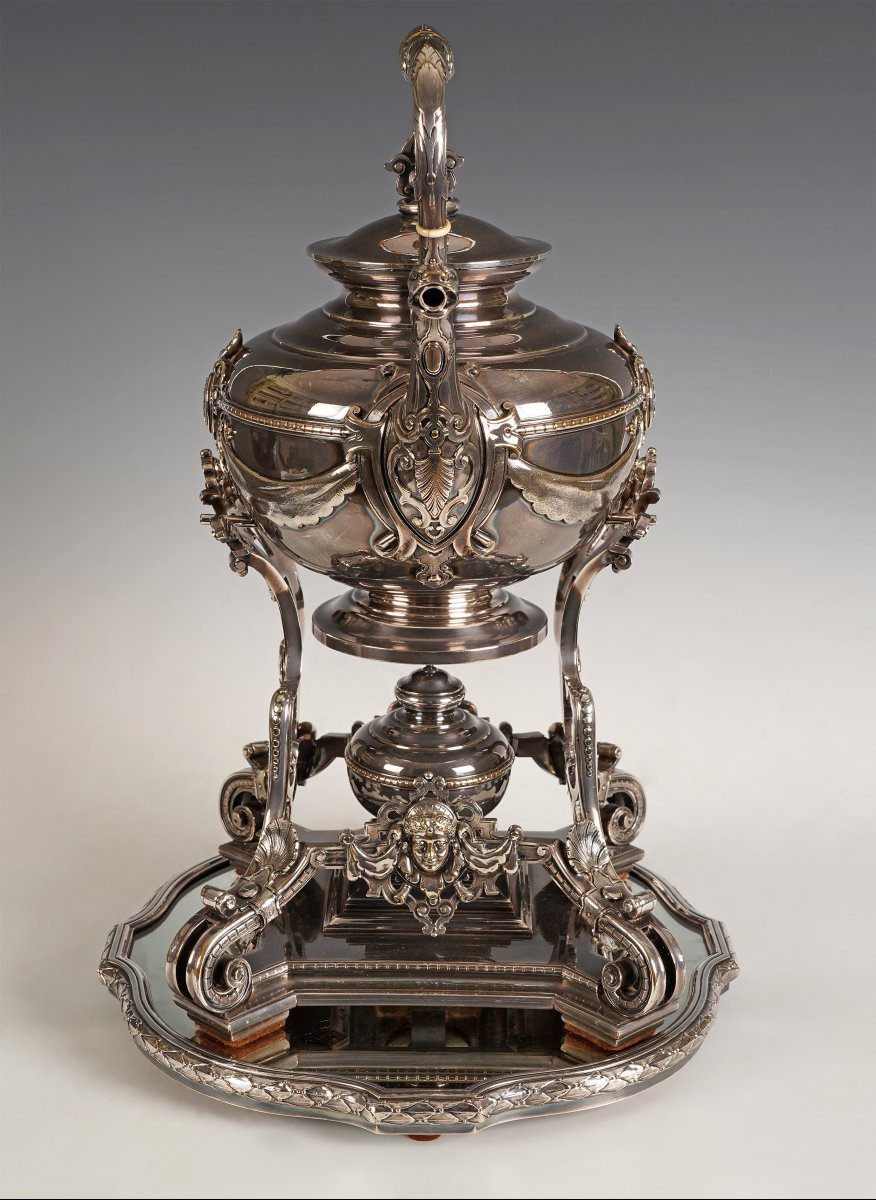 J. Mégemond, Samovar et son plateau, France, circa 1870-photo-2