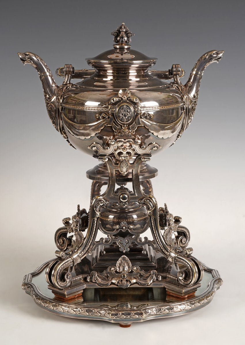 J. Mégemond, Samovar et son plateau, France, circa 1870-photo-4