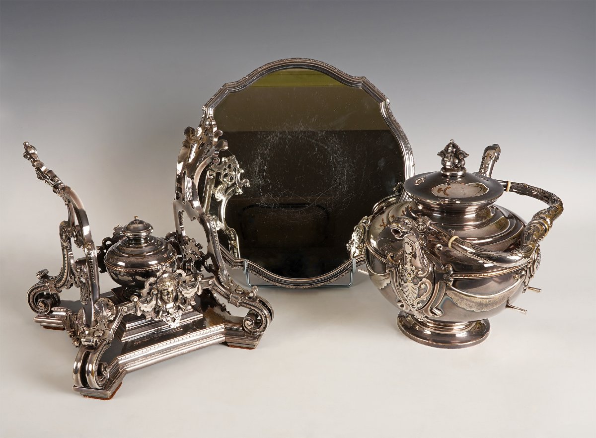J. Mégemond, Samovar et son plateau, France, circa 1870-photo-3