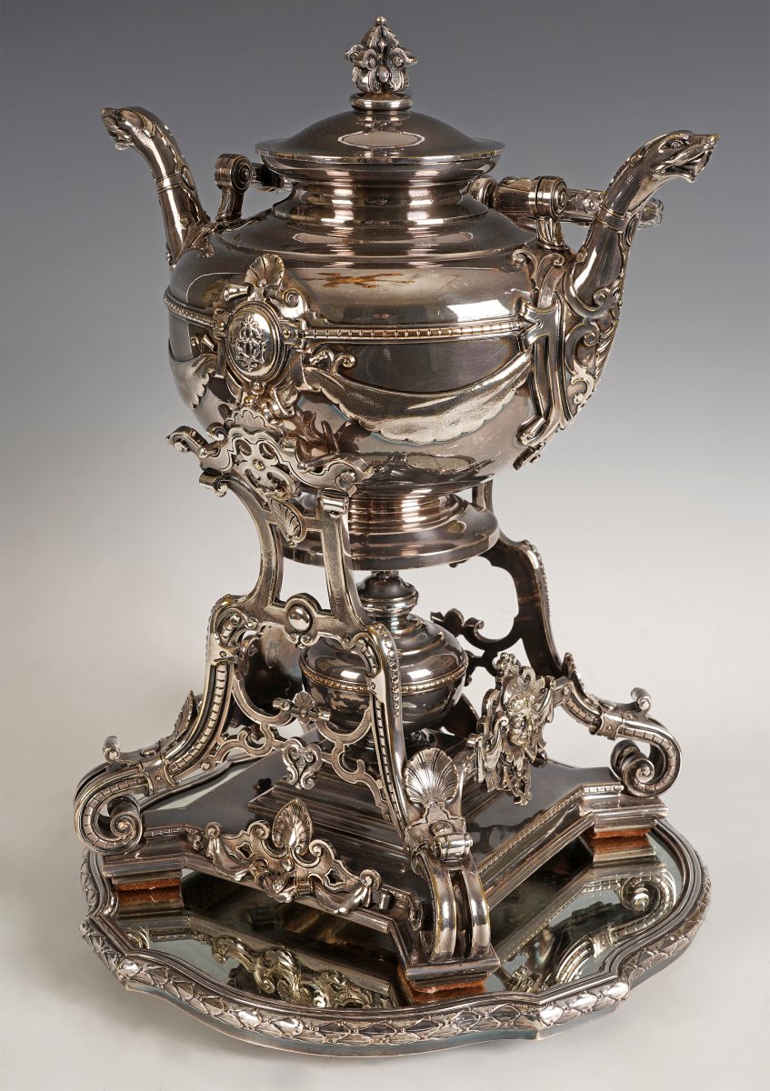 J. Mégemond, Samovar et son plateau, France, circa 1870-photo-5