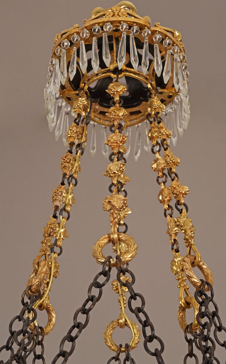 Susse Frères And O. Lelièvre, Chandelier With Vine Tendrils, France, Circa 1900-photo-2