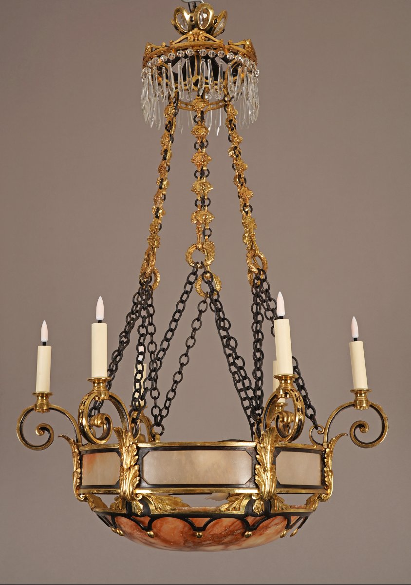 Susse Frères And O. Lelièvre, Chandelier With Vine Tendrils, France, Circa 1900-photo-3