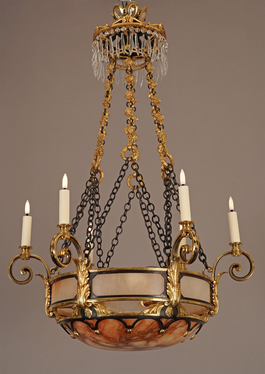 Susse Frères And O. Lelièvre, Chandelier With Vine Tendrils, France, Circa 1900-photo-4