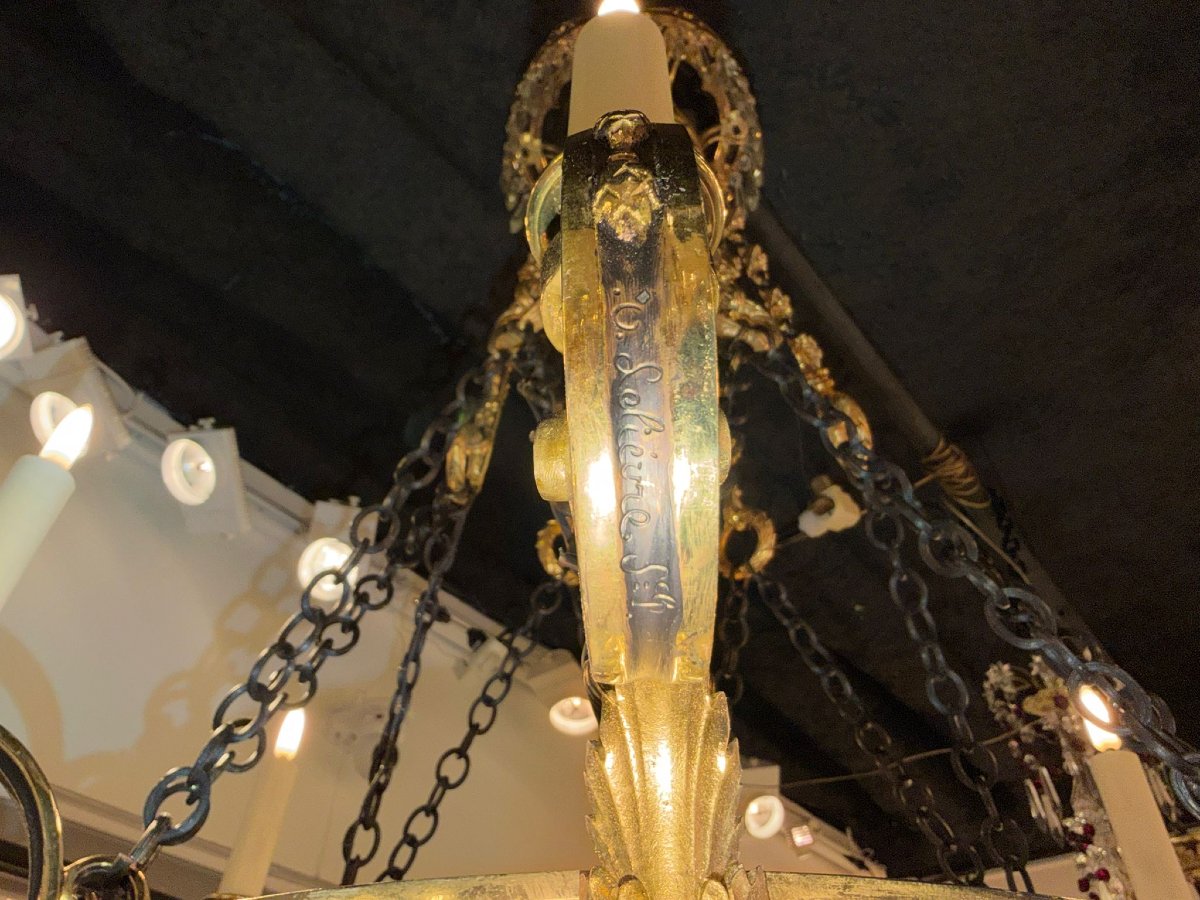 Susse Frères And O. Lelièvre, Chandelier With Vine Tendrils, France, Circa 1900-photo-1