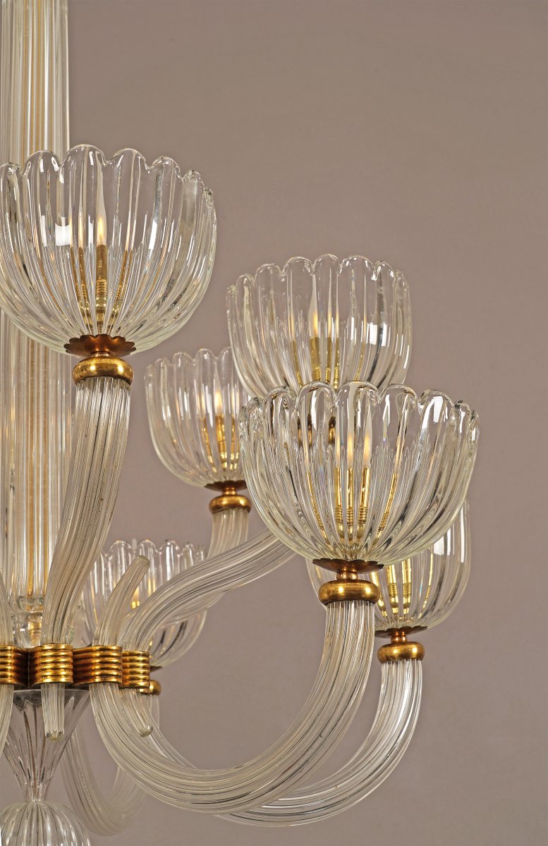 Barovier & Toso, Paire de Lustres Murano, Italie, circa 1940-photo-2