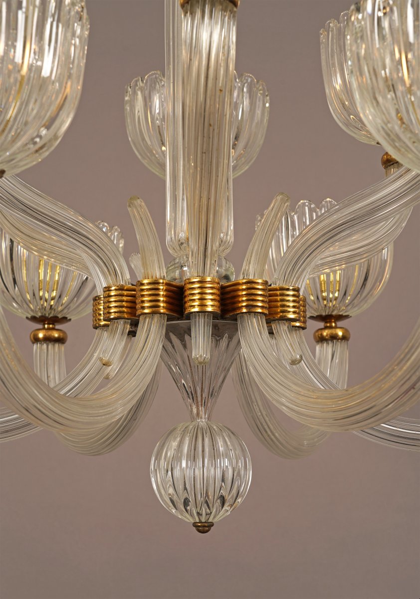Barovier & Toso, Paire de Lustres Murano, Italie, circa 1940-photo-3