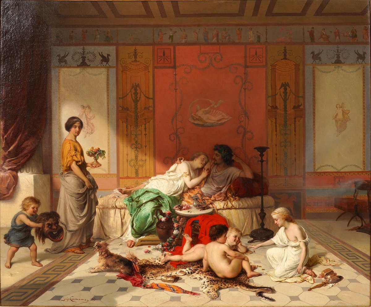 J. Coomans, "last Days Of Happiness In Pompeii", France, 1863-photo-3