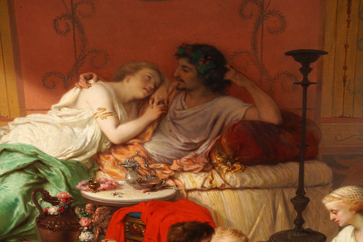 J. Coomans, "last Days Of Happiness In Pompeii", France, 1863-photo-3