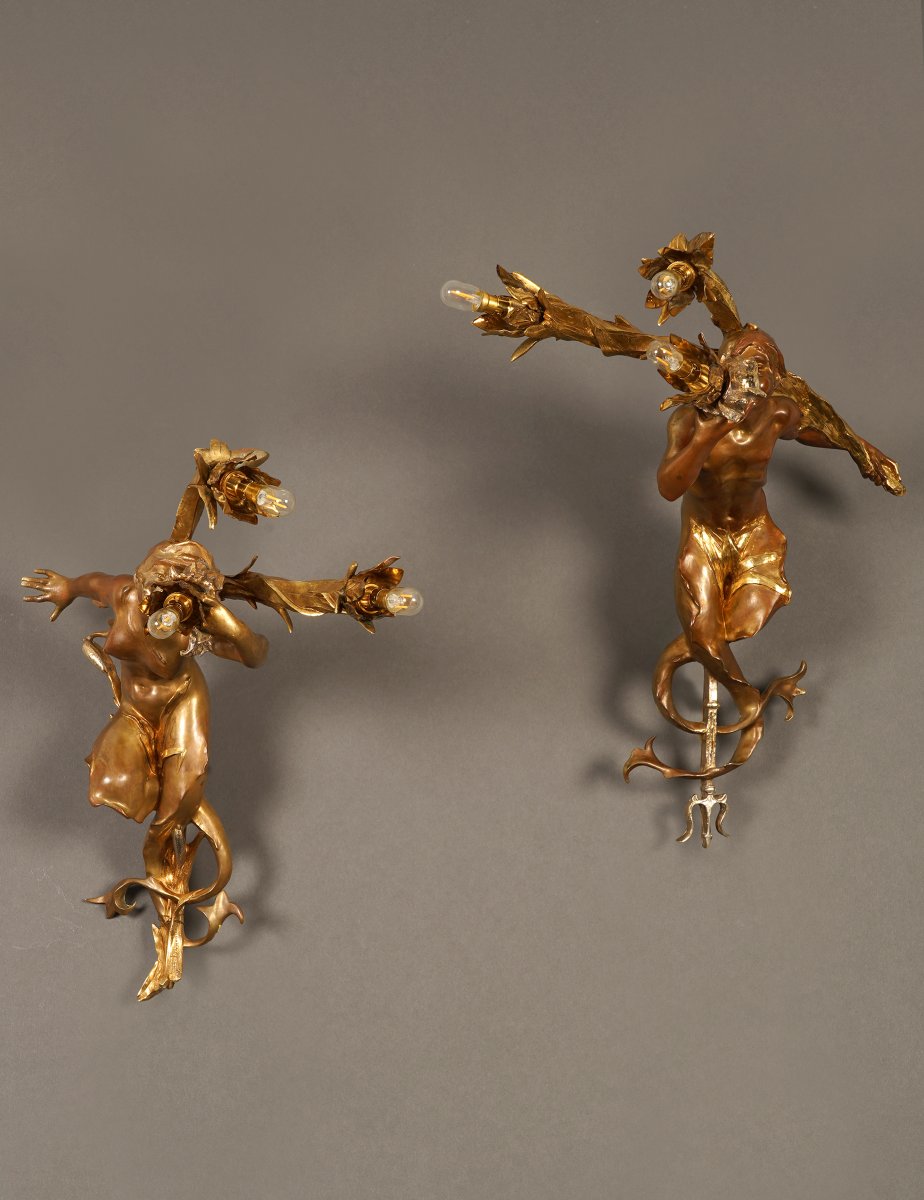 G. de Kerveguen, "Triton et Sirène", France, Circa 1890-photo-2