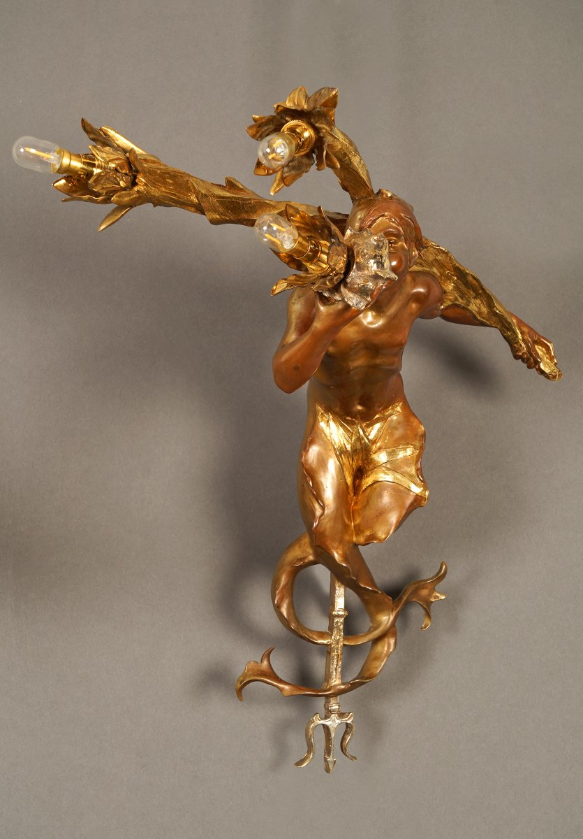 G. de Kerveguen, "Triton et Sirène", France, Circa 1890-photo-4