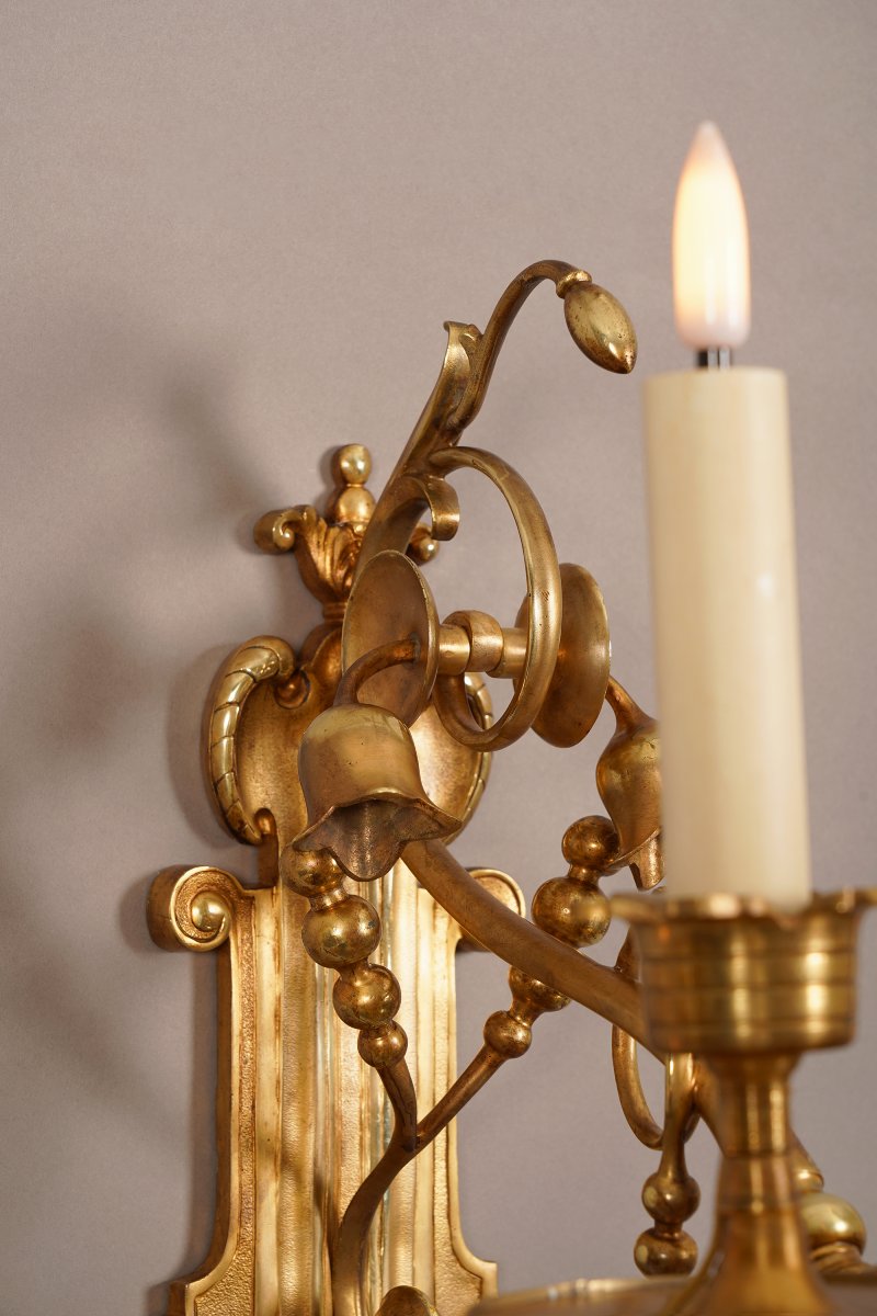 Paire Of Enameled Orientalist Sconces, France, Circa 1890-photo-4