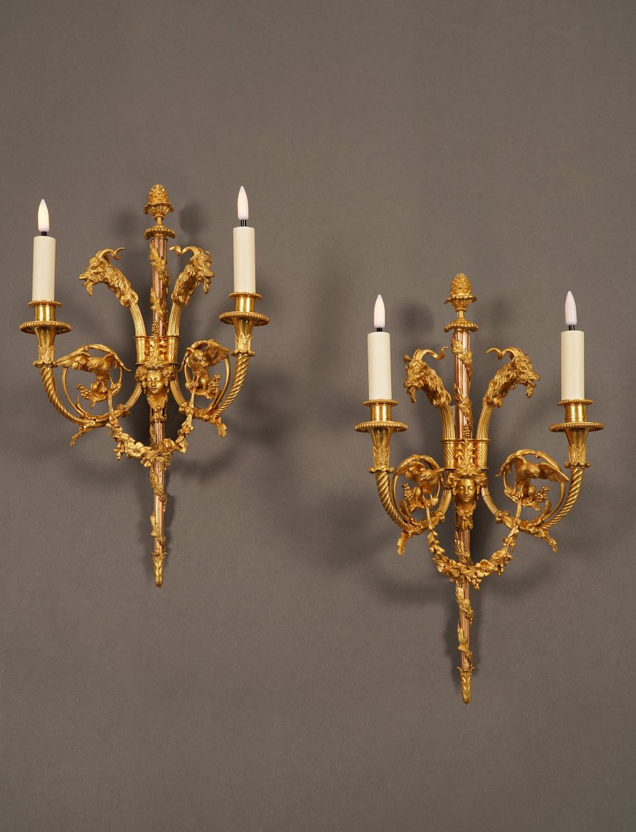 H. Vian (1860-1905), Paire d'appliques aux boucs, France, Circa 1870-photo-2