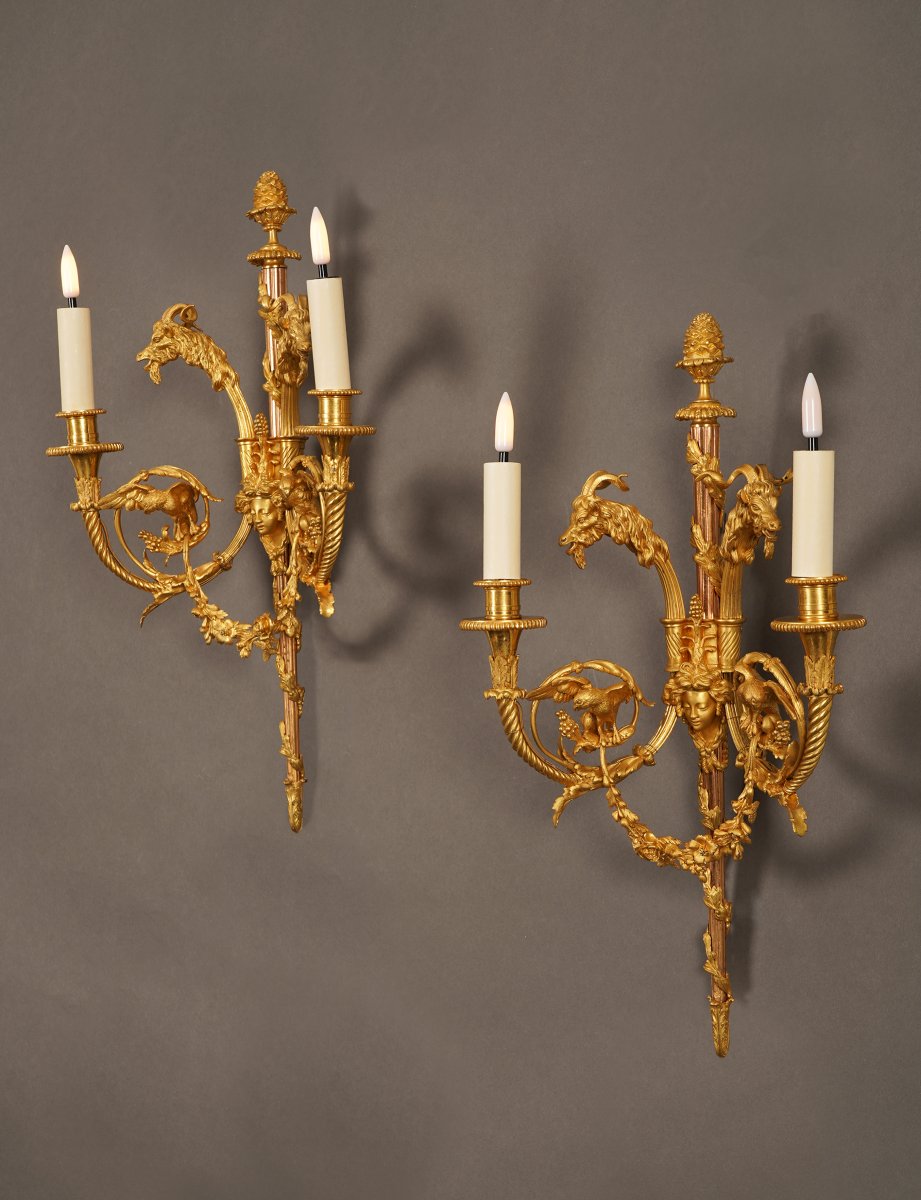 H. Vian (1860-1905), Paire d'appliques aux boucs, France, Circa 1870-photo-3