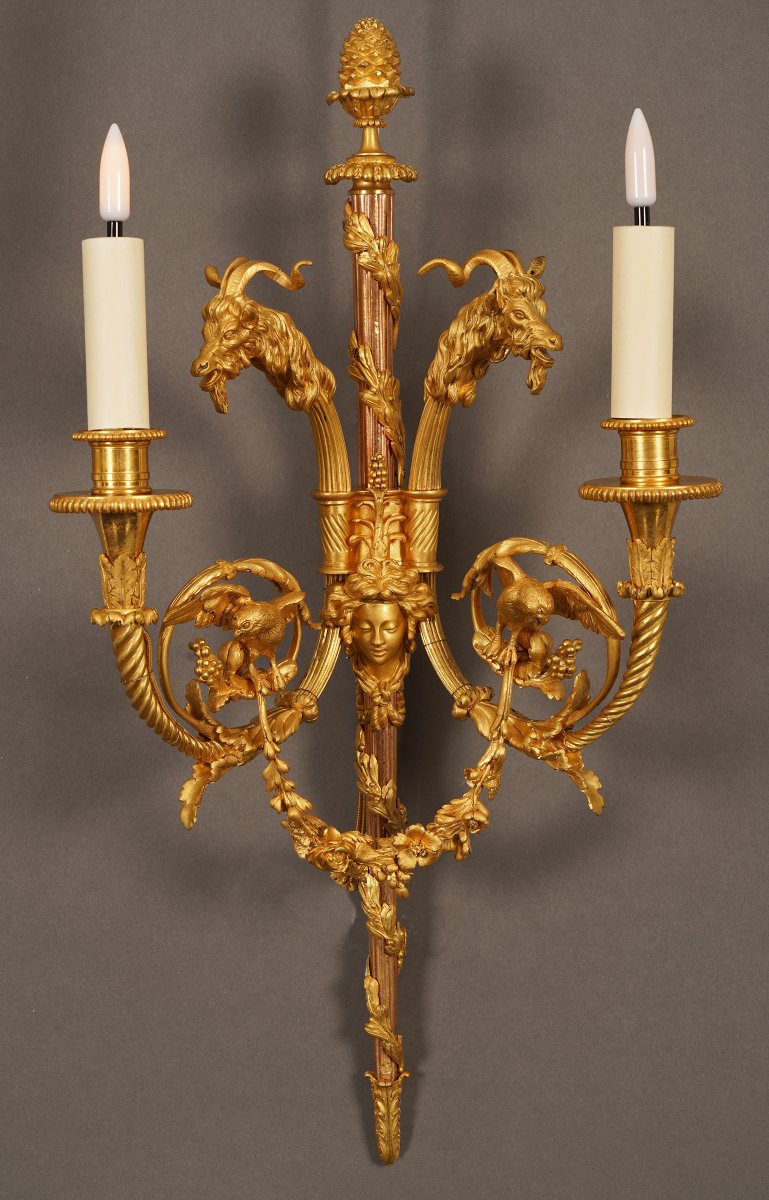 H. Vian (1860-1905), Paire d'appliques aux boucs, France, Circa 1870-photo-4
