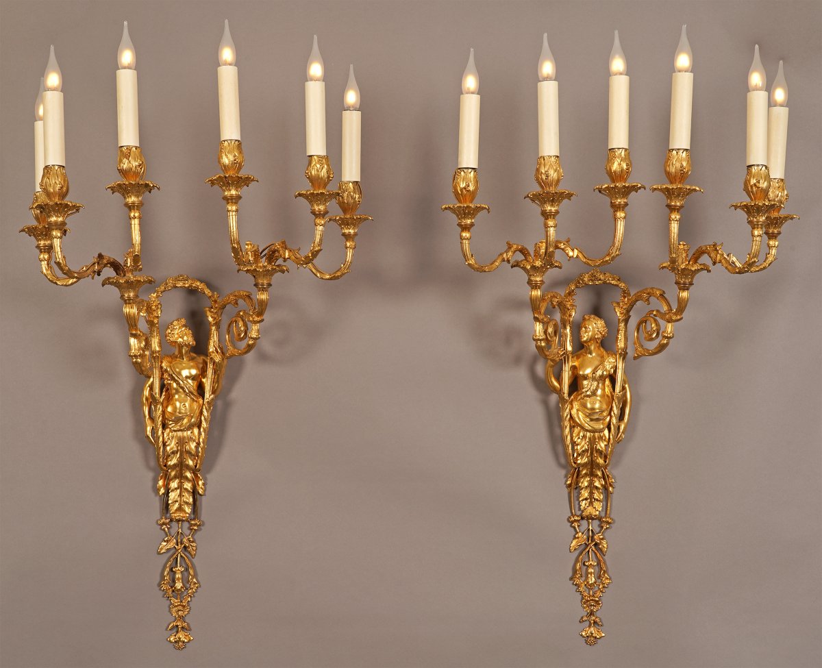 A. Delafontaine, Quatre Appliques « Hercule et Omphale », France, Circa 1880-photo-2