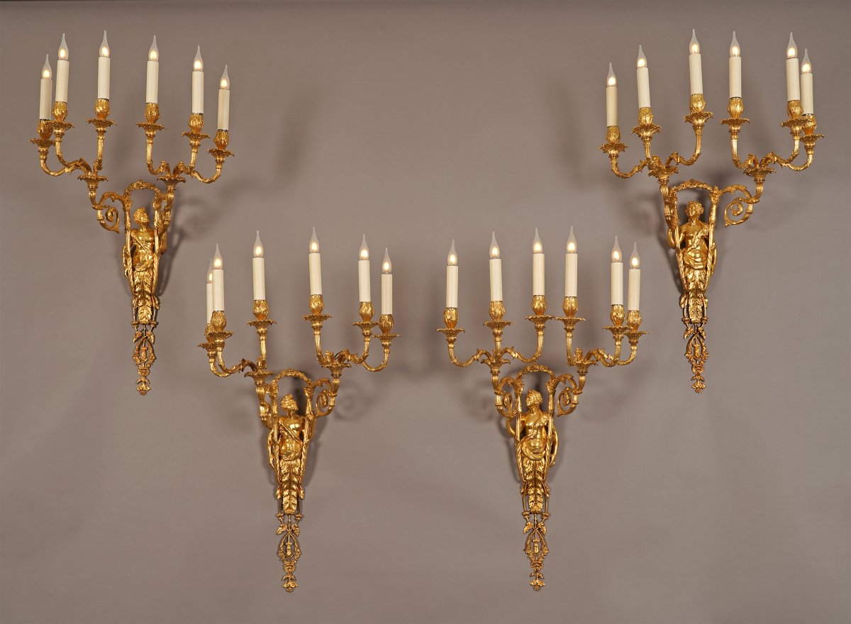 A. Delafontaine, Quatre Appliques « Hercule et Omphale », France, Circa 1880-photo-3