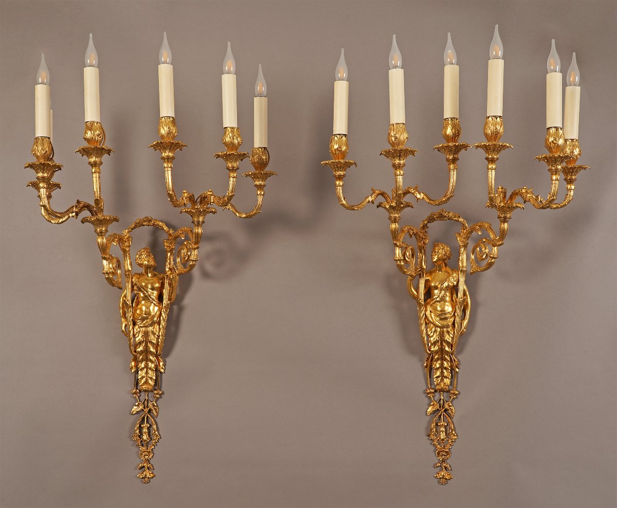 A. Delafontaine, Quatre Appliques « Hercule et Omphale », France, Circa 1880-photo-4