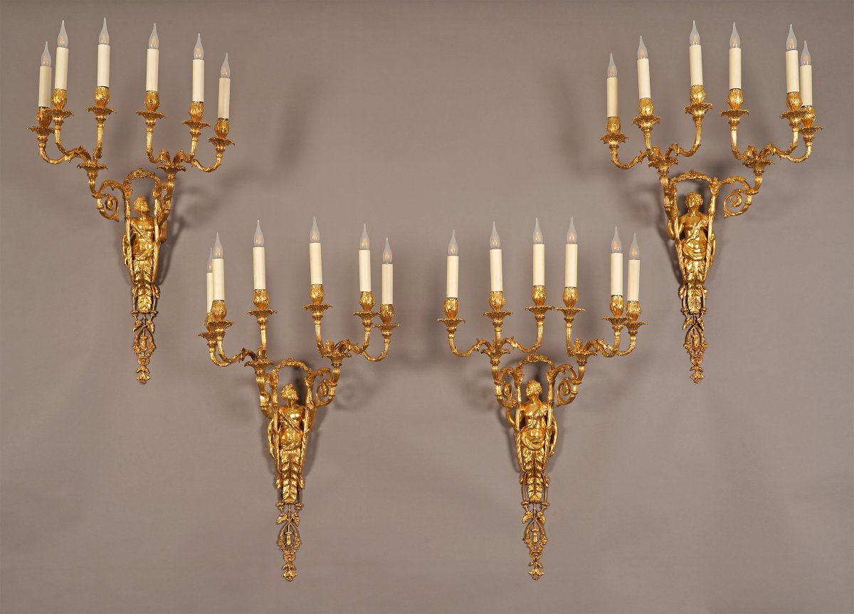 A. Delafontaine, Quatre Appliques « Hercule et Omphale », France, Circa 1880