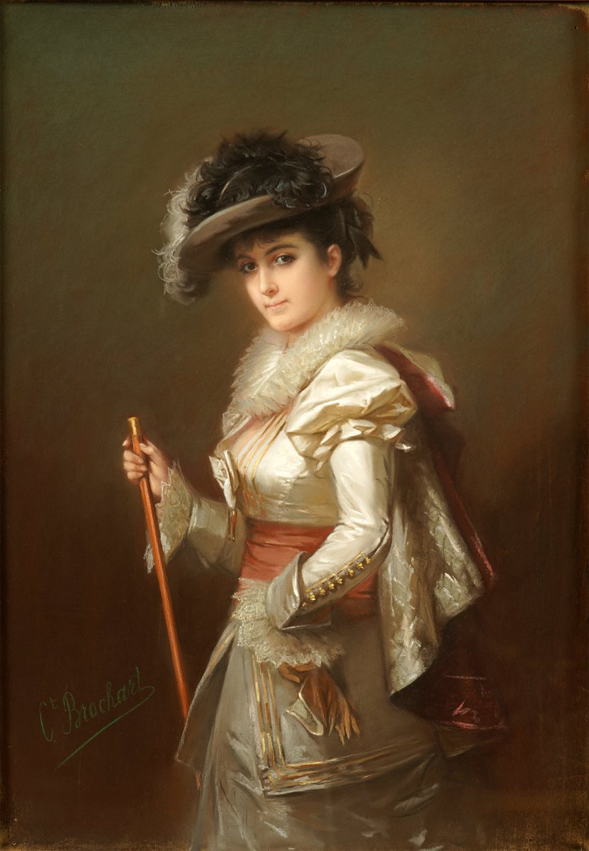 C.-j. Brochart, “the Young Horsewoman” And “the Girl With The Hat,” France, Circa 1870-photo-4