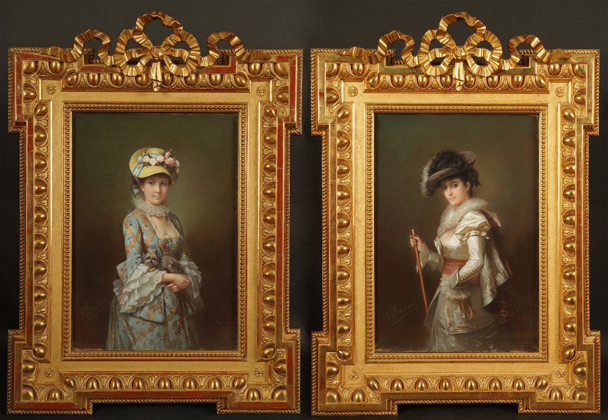 C.-J. Brochart, « La jeune cavalière » et « La jeune fille au chapeau », France, circa 1870