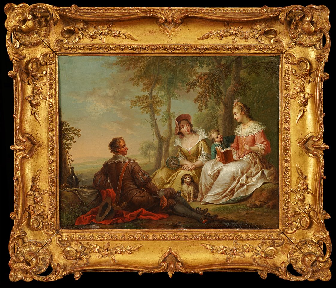 F.-c. Janneck, « The First Meeting » « The Reading », Austria, Circa 1740-photo-2
