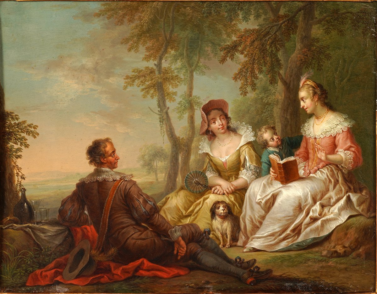 F.-c. Janneck, « The First Meeting » « The Reading », Austria, Circa 1740-photo-3