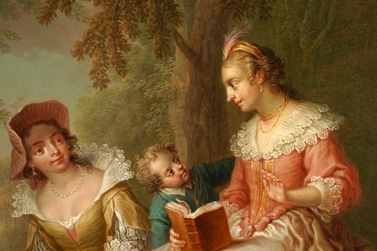 F.-c. Janneck, « The First Meeting » « The Reading », Austria, Circa 1740-photo-1