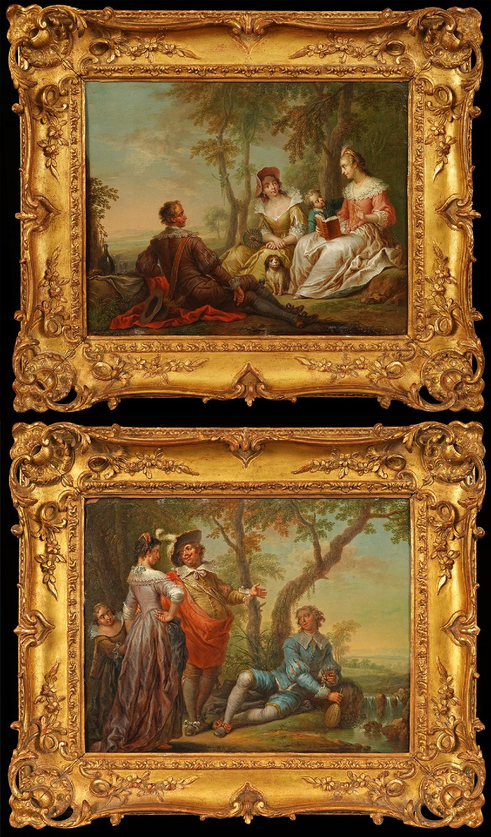 F.-c. Janneck, « The First Meeting » « The Reading », Austria, Circa 1740