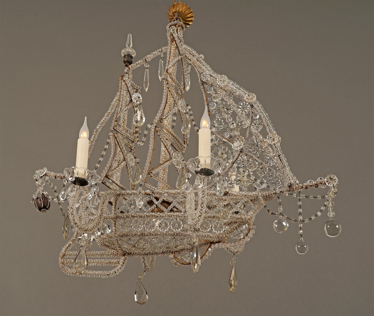 Maison Baguès, Lustre "Nef, Bateau, France, XXè siècle, Cristal and Iron-photo-2